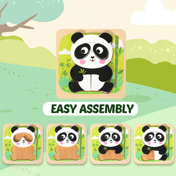 Wooden Animal Shape Puzzles 6-Pack Montessori Toys for Toddlers - detail - detail