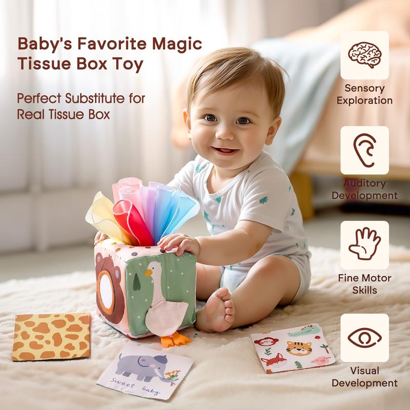 Baby Tissue Box Toy Montessori Sensory Play for Infants 6 Months - main - primary