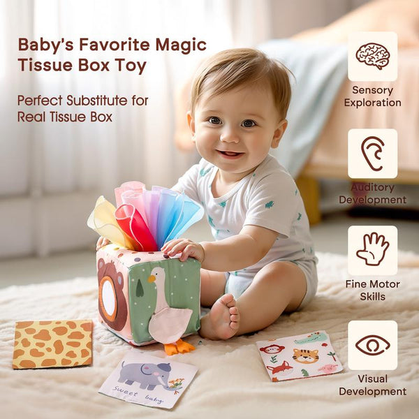 Baby Tissue Box Toy Montessori Sensory Play for Infants 6 Months - main - primary
