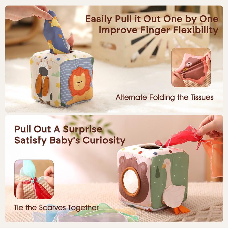 Baby Tissue Box Toy Montessori Sensory Play for Infants 6 Months - main - gallery