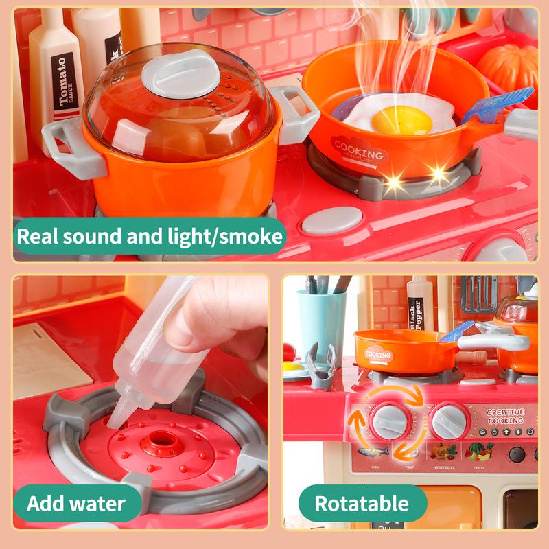 Pretend Play Kitchen Set 45Piece Sound Light Cooking Station - lifestyle - cover