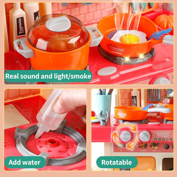 Pretend Play Kitchen Set 45Piece Sound Light Cooking Station - lifestyle - cover