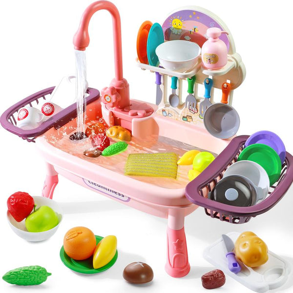 Kitchen Sink Play Set Running Water Full Utensil Accessories - primary - cover