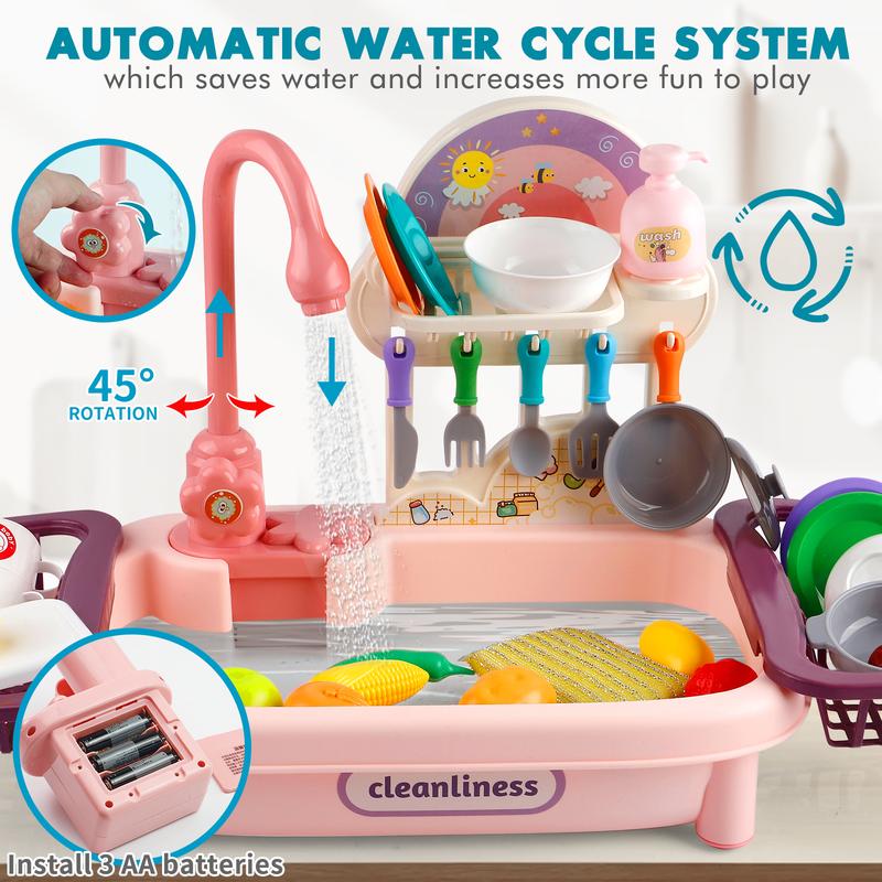 Kitchen Sink Play Set Running Water Full Utensil Accessories - detail - detail