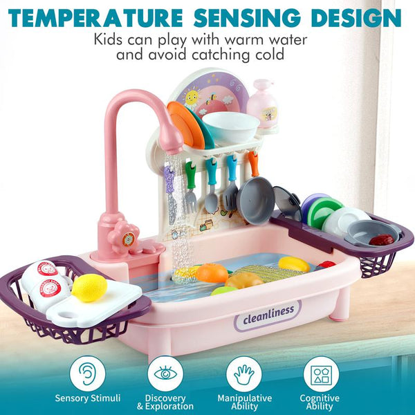 Kitchen Sink Play Set Running Water Full Utensil Accessories - detail - detail