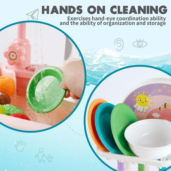 Kitchen Sink Play Set Running Water Full Utensil Accessories - detail - detail