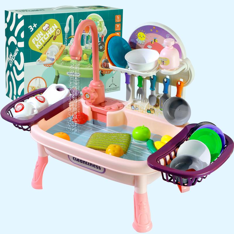 Kitchen Sink Play Set Running Water Full Utensil Accessories - primary - cover