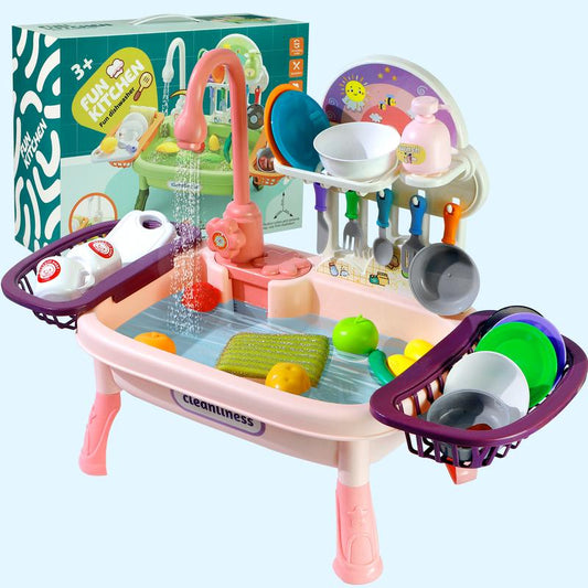 Kitchen Sink Play Set Running Water Full Utensil Accessories - primary - cover