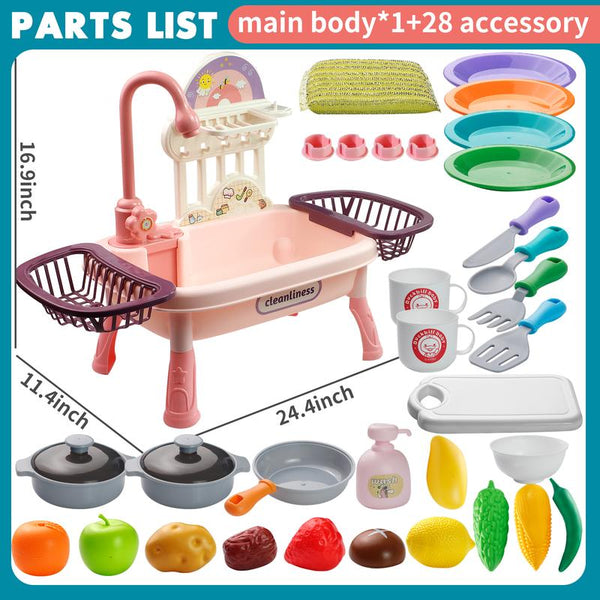 Kitchen Sink Play Set Running Water Full Utensil Accessories - detail - detail