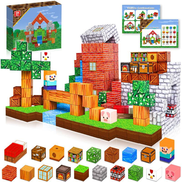100Piece Magnetic Building Blocks Set STEM Montessori Creative Tiles - primary - cover