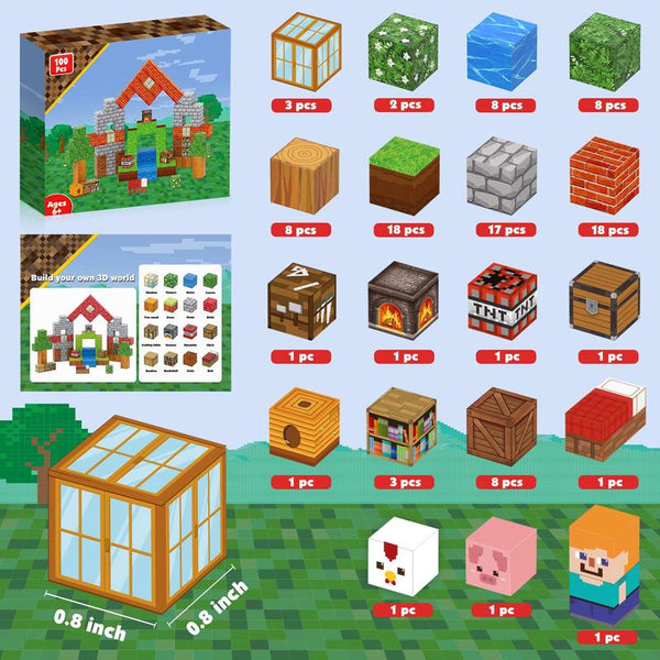 100Piece Magnetic Building Blocks Set STEM Montessori Creative Tiles - detail - detail