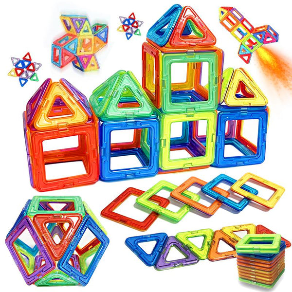Large Magnetic Building Blocks Set STEM Educational Assorted Colors - lifestyle - detail - detail