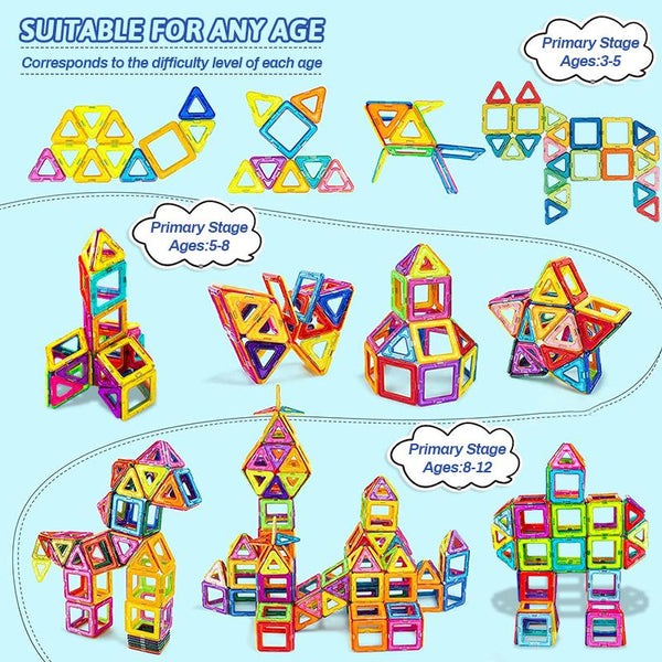Large Magnetic Building Blocks Set STEM Educational Assorted Colors - primary - front