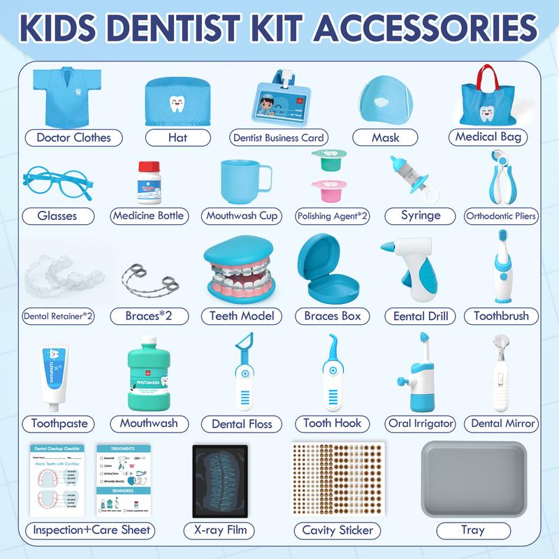 Kids Dentist Playset Educational Role Play Toy with Tools Teeth Model - detail - detail