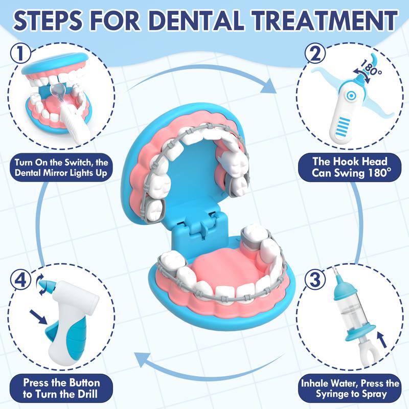 Kids Dentist Playset Educational Role Play Toy with Tools Teeth Model - detail - detail