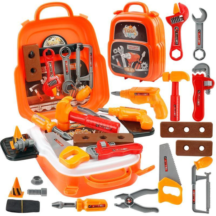 Kids Construction Tool Set – 22-Piece Pretend Play Backpack Kit