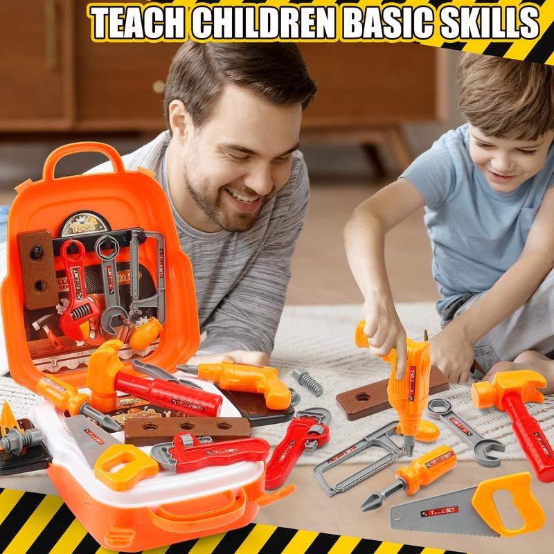 Kids Construction Tool Set – 22-Piece Pretend Play Backpack Kit - lifestyle - side