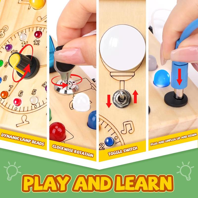 Montessori Busy Board with Lights Switches STEM Sensory Toy for Toddlers - detail - detail