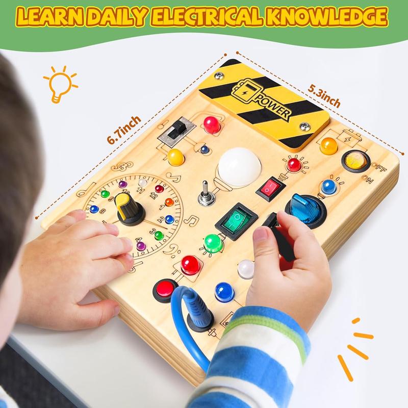 Montessori Busy Board with Lights Switches STEM Sensory Toy for Toddlers - lifestyle - cover