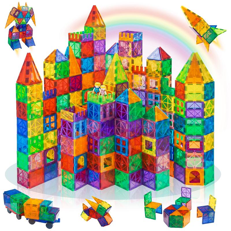 102PCS Magnetic Tiles Building Set with Cars STEM Construction Toy for Kids - primary - front