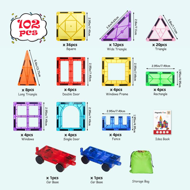 102PCS Magnetic Tiles Building Set with Cars STEM Construction Toy for Kids - detail - detail