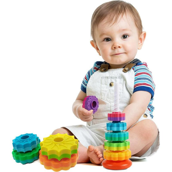 Rotating Tower Drop Toy Montessori Color Matching Gravity Play for Toddlers - lifestyle - cover