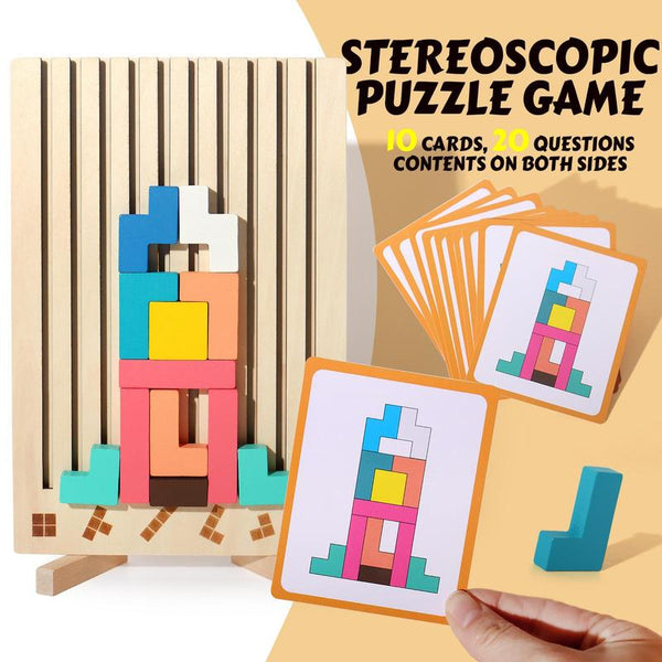 Wooden Stacking Puzzle Toy 2-in-1 Montessori Shape Number Learning Game - detail - detail