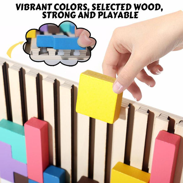 Wooden Stacking Puzzle Toy 2-in-1 Montessori Shape Number Learning Game - detail - detail