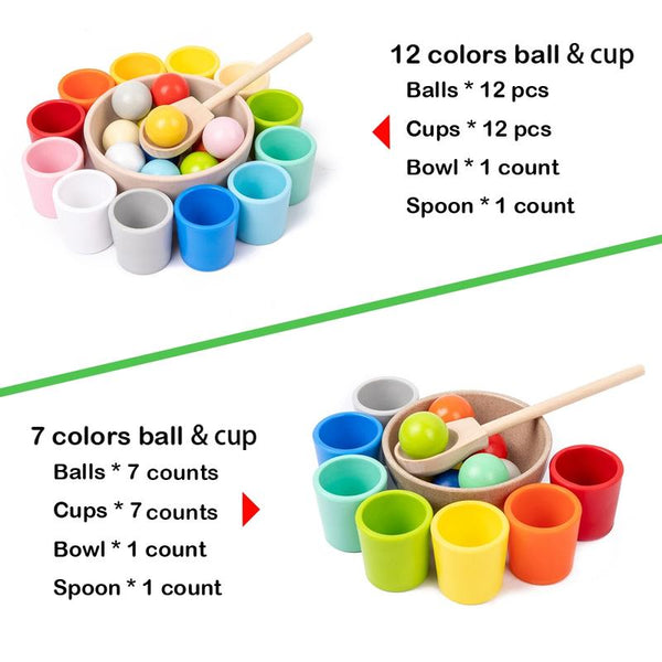Wooden Color Sorting Ball Cup Toy Set Montessori Educational Gift for Toddlers - detail - detail
