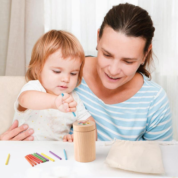 Wooden Montessori Color Sorting Toy Fine Motor Skill Builder for Toddlers - lifestyle - angle
