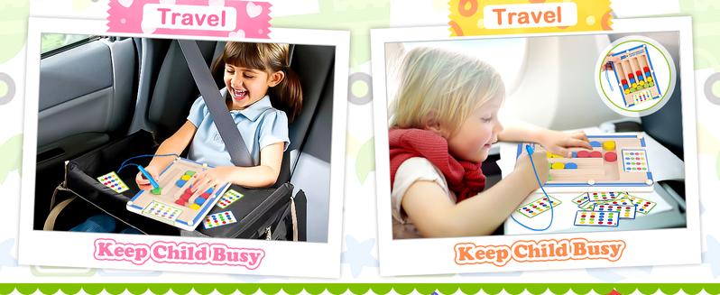 Montessori Magnetic Wooden Puzzle Game Portable Educational Toy for Ages 47 - lifestyle - detail