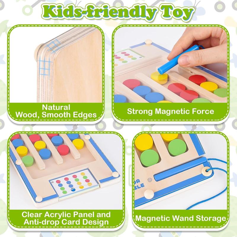 Montessori Magnetic Wooden Puzzle Game Portable Educational Toy for Ages 47 - lifestyle - front