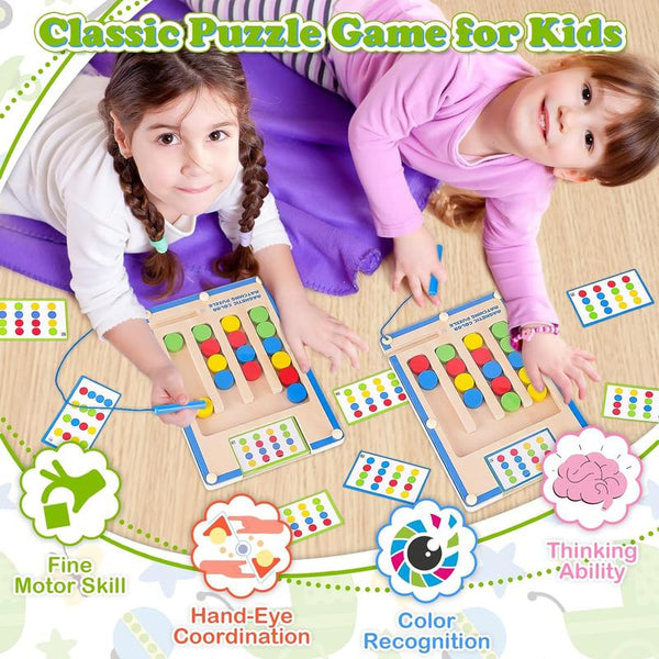 Montessori Magnetic Wooden Puzzle Game Portable Educational Toy for Ages 47 - lifestyle - top