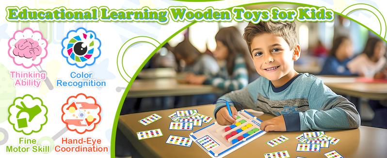 Montessori Magnetic Wooden Puzzle Game Portable Educational Toy for Ages 47 - lifestyle - side