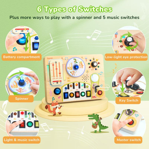 Busy Board Sensory Toy with LED Lights Music Montessori Learning Activity for Toddlers - lifestyle - detail