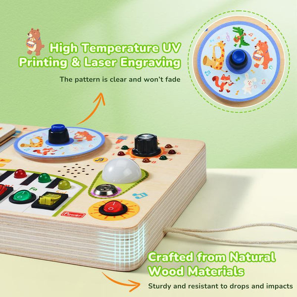 Busy Board Sensory Toy with LED Lights Music Montessori Learning Activity for Toddlers - detail - detail