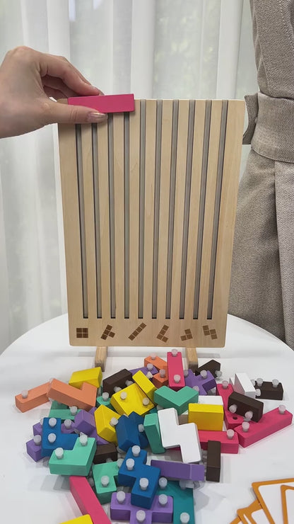 Wooden Stacking Puzzle Toy – 2-in-1 Montessori Shape & Number Learning Game