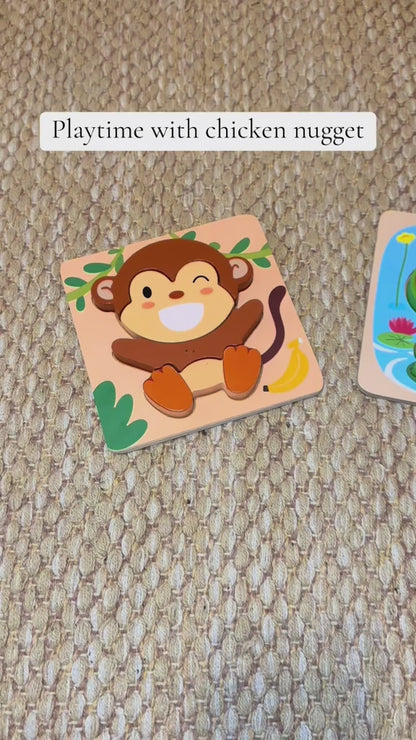 Wooden Animal Shape Puzzles – 6-Pack Montessori Toys for Toddlers