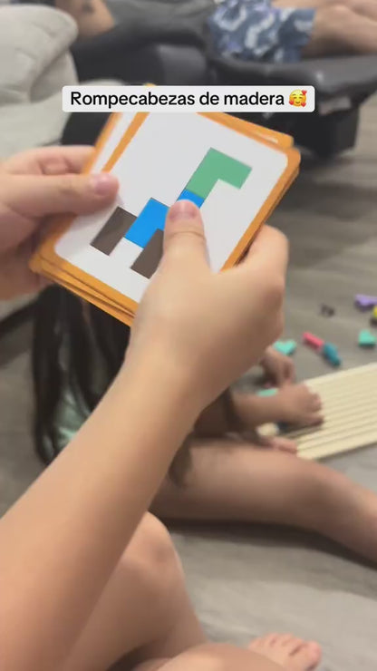 Wooden Stacking Puzzle Toy – 2-in-1 Montessori Shape & Number Learning Game