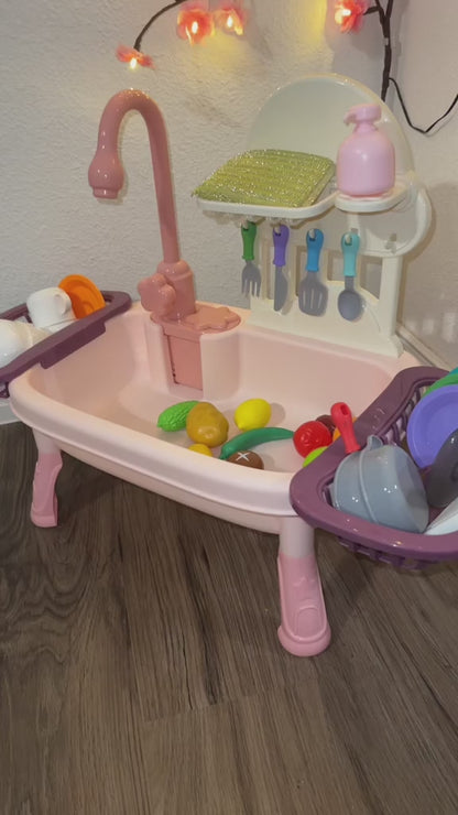 Kitchen Sink Play Set – Running Water & Full Utensil Accessories