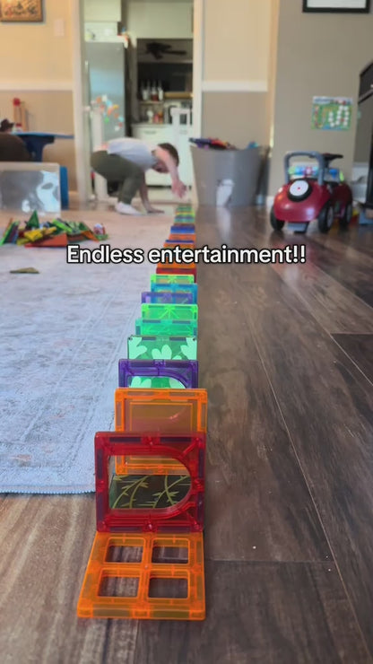102PCS Magnetic Tiles Building Set with Cars – STEM Construction Toy for Kids