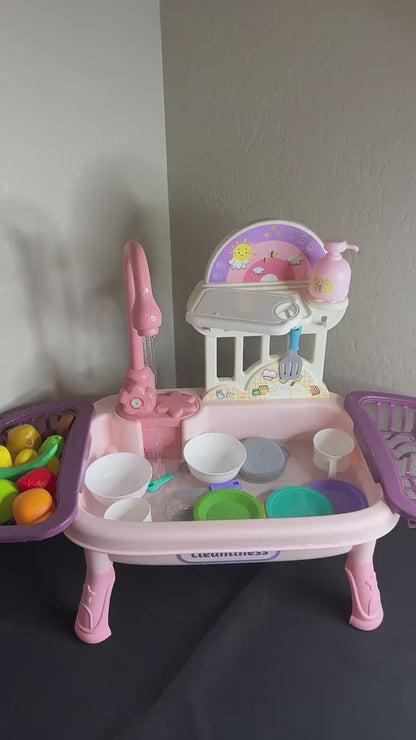 Kitchen Sink Play Set – Running Water & Full Utensil Accessories