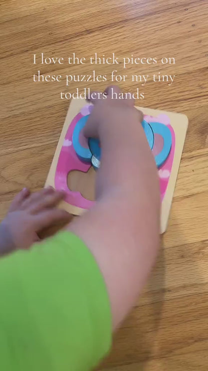 Wooden Animal Shape Puzzles – 6-Pack Montessori Toys for Toddlers