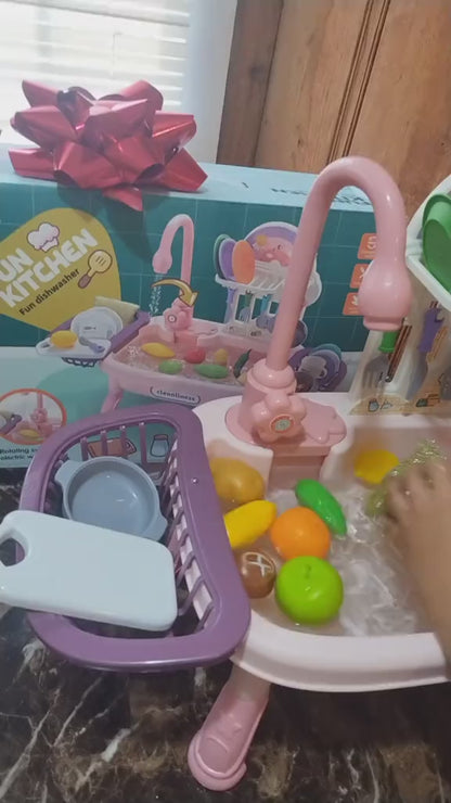Kitchen Sink Play Set – Running Water & Full Utensil Accessories