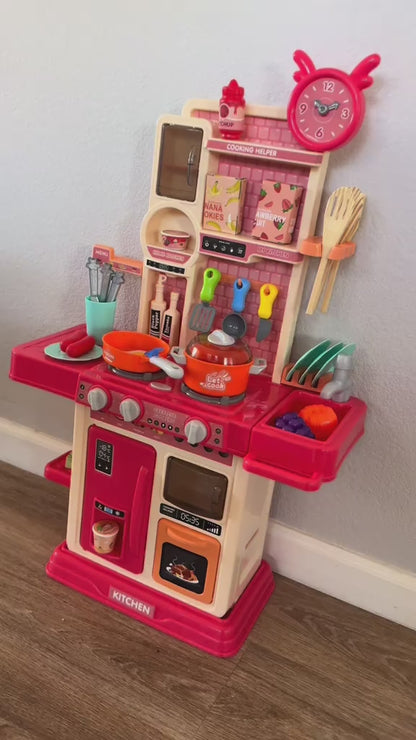 Pretend Play Kitchen Set – 45‑Piece Sound & Light Cooking Station