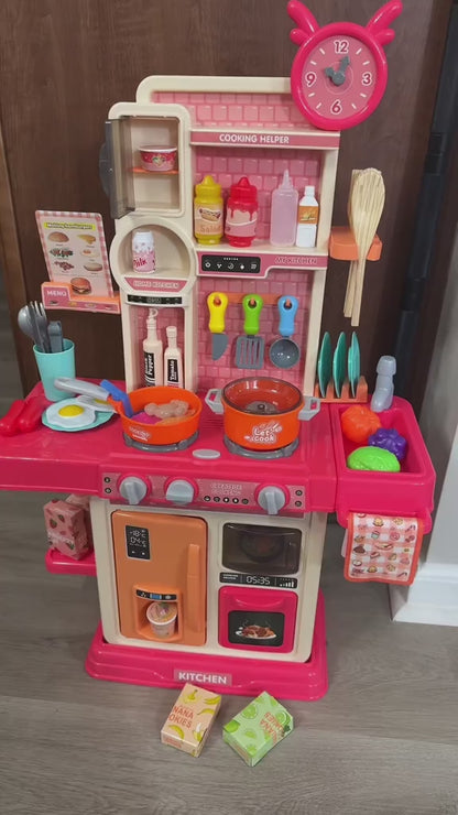 Pretend Play Kitchen Set – 45‑Piece Sound & Light Cooking Station